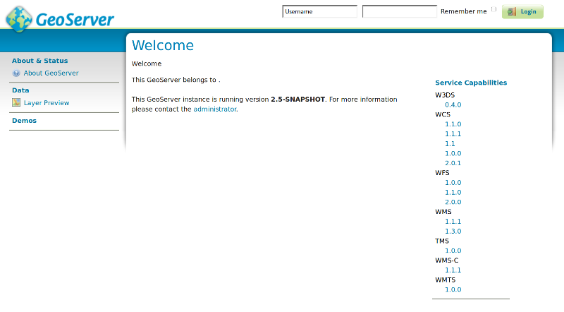 The default control panel